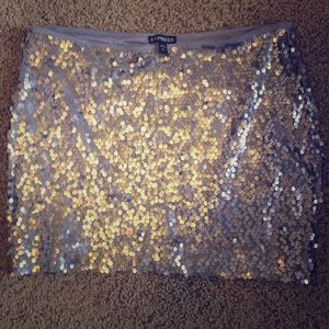 Express Silver Sequin Skirt